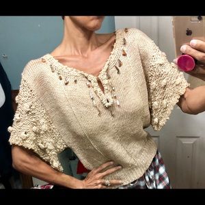 Vtg 80s Leslie long hand knit sweater top dolman M